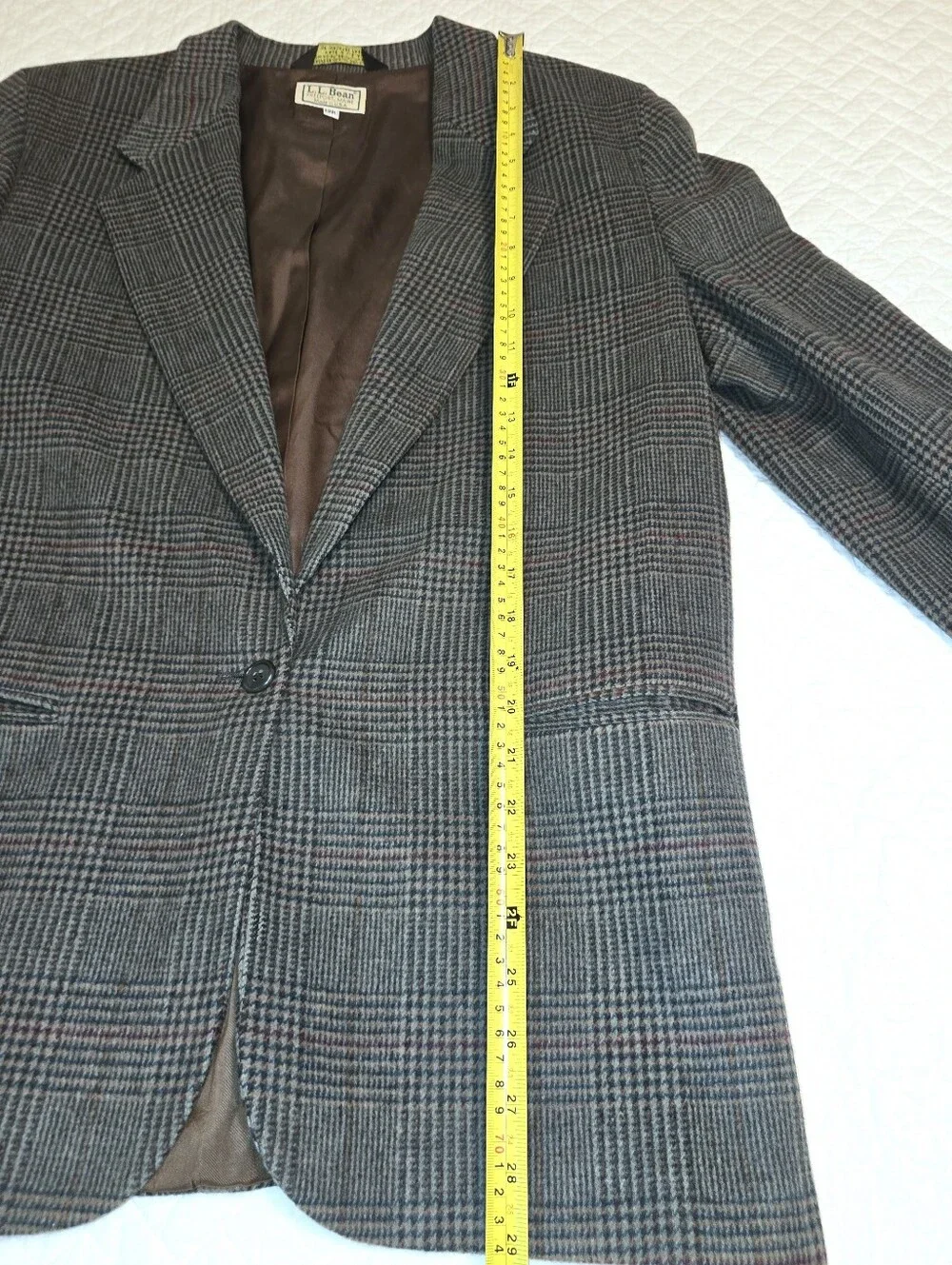 L.L. Bean Vintage Women's Brown and Gray Glen Plaid Sport Coat Blazer Size 12R